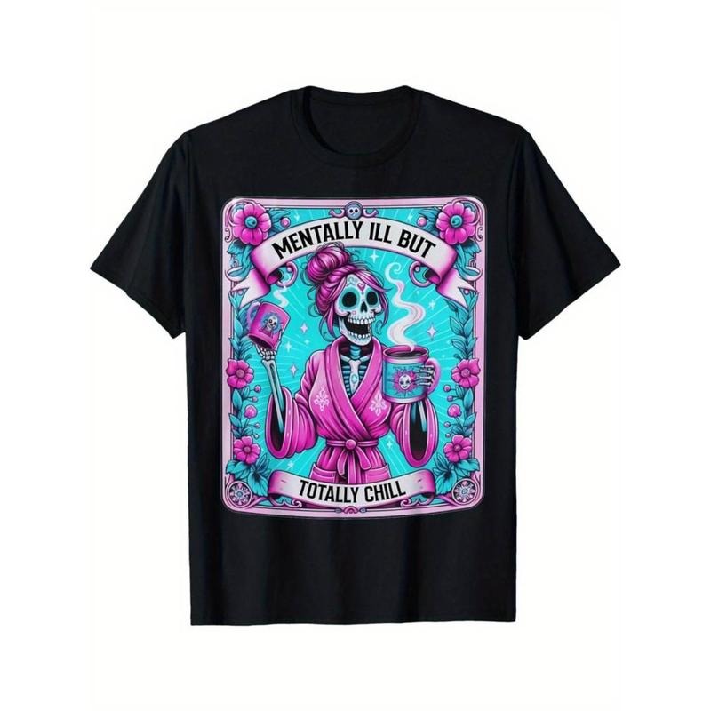 Casual T-shirt Mentally Ill But Totally Chill" Men'WB shield Cotton T-Shirt