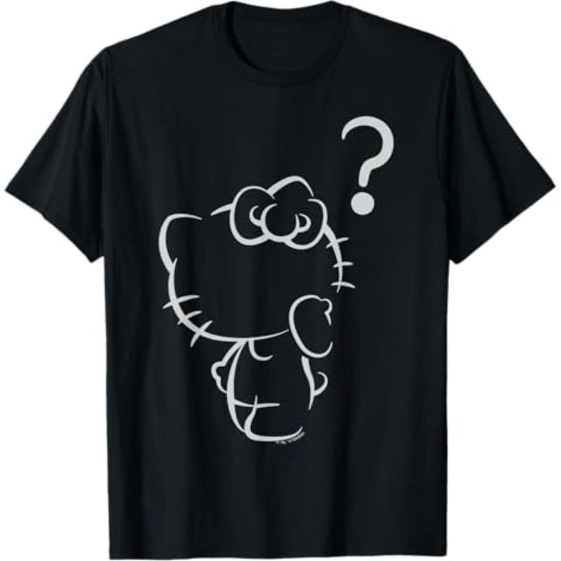 Casual T-shirt Mouthless cat Mouthless cat Question Mark Tee Shirt T-Shirt Menswear Top Hoodie, Sweatshirt