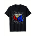 Casual T-shirt Philippines Flag Shirt Filipino Flag Fist Gift T-Shirt Men'WB shield 100% Cotton WB shield-XXXL Black for...