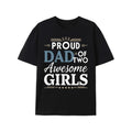 Casual T-shirt Proud Dad FOG Two Awesome Girls" Men'WB shield T-Shirt - FOG, Comfy Cotton, Short Sleeve, Casual Black Tee...