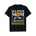 Casual T-shirt Proud Mom FOG Two Awesome Daughters T-Shirt, 100% Cotton Crew Neck Short Sleeve Tee Graphic Streetwear...