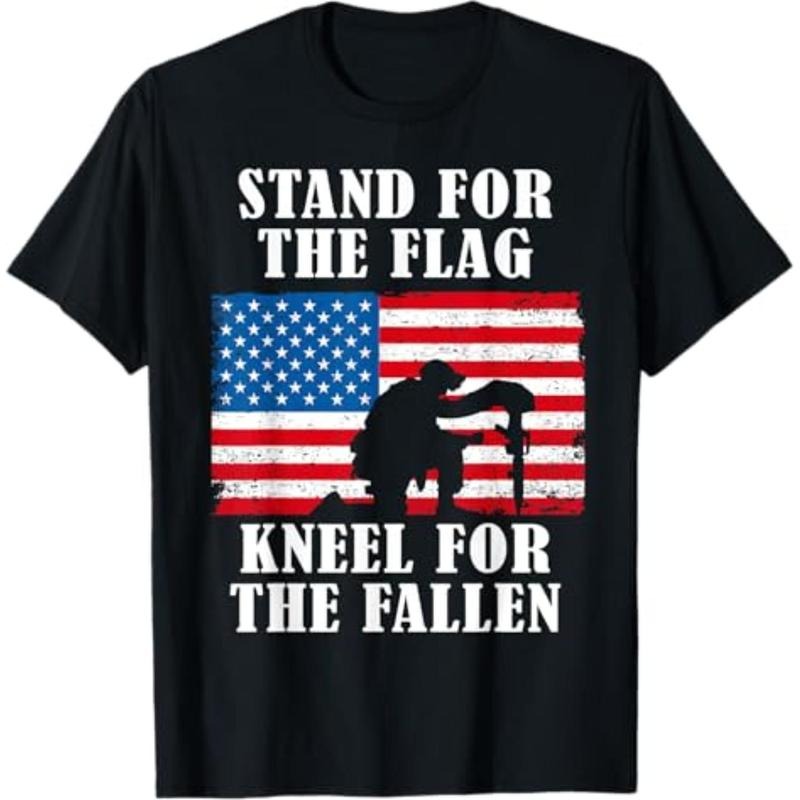 Casual T-shirt Stand for TNF Flag | Veterans Day Partiotic Military T-Shirt Graphic Menswear Hoodie, Sweatshirt
