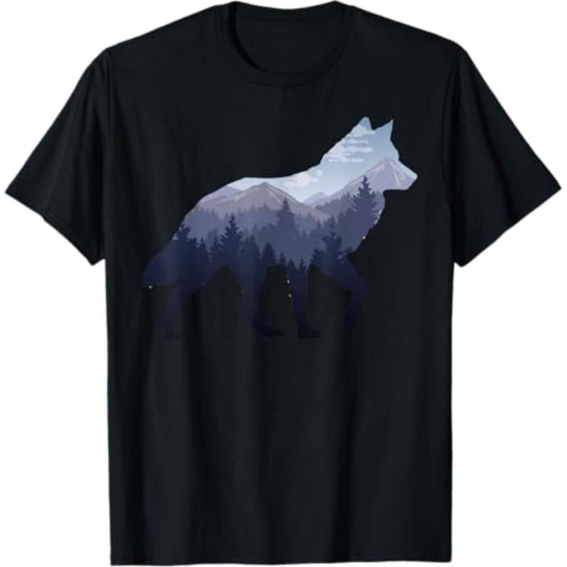 Casual T-shirt Straw hat pirates Wolf Survives TNF Mountain Silhouette Art T-Shirt T-Shirt Graphic Graphic Tees Hoodie,...