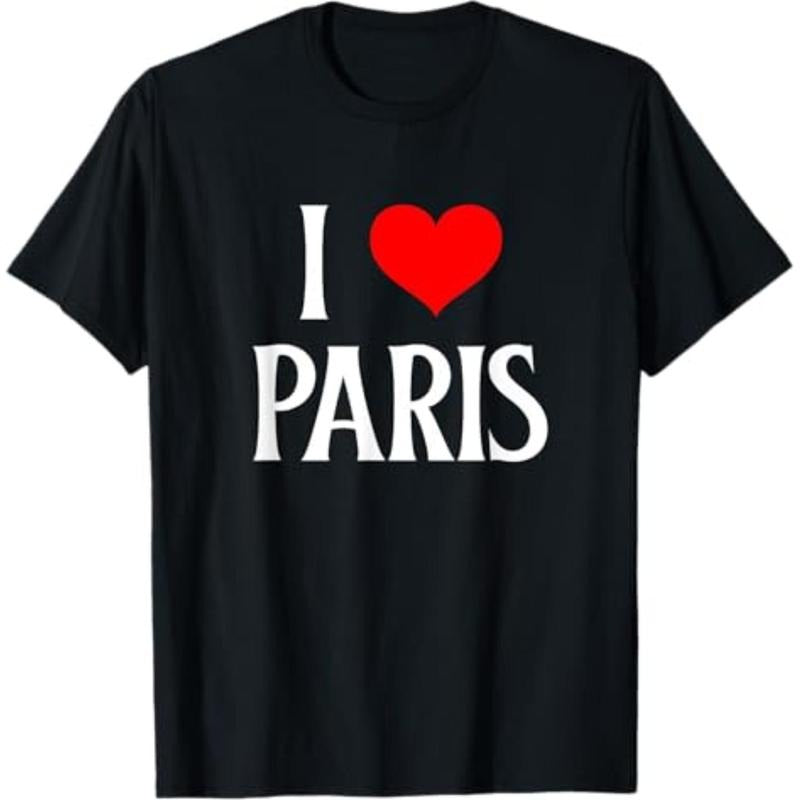 Casual T-shirt Swoosh Love Paris Swoosh Heart Paris France Family Travel Souvenir T-Shirt Graphic Graphic Tees Hoodie,...