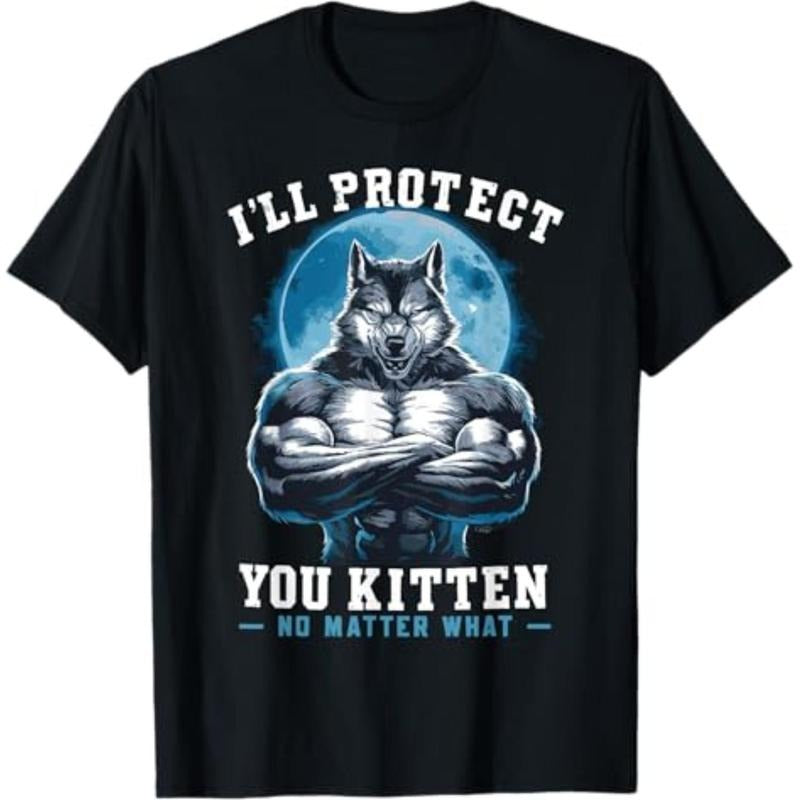 Casual T-shirt Swoosh'Spiky hair fighters Protect You Kitten TNF Matter What Alpha Wolf T-Shirt Graphic Graphic Tees...
