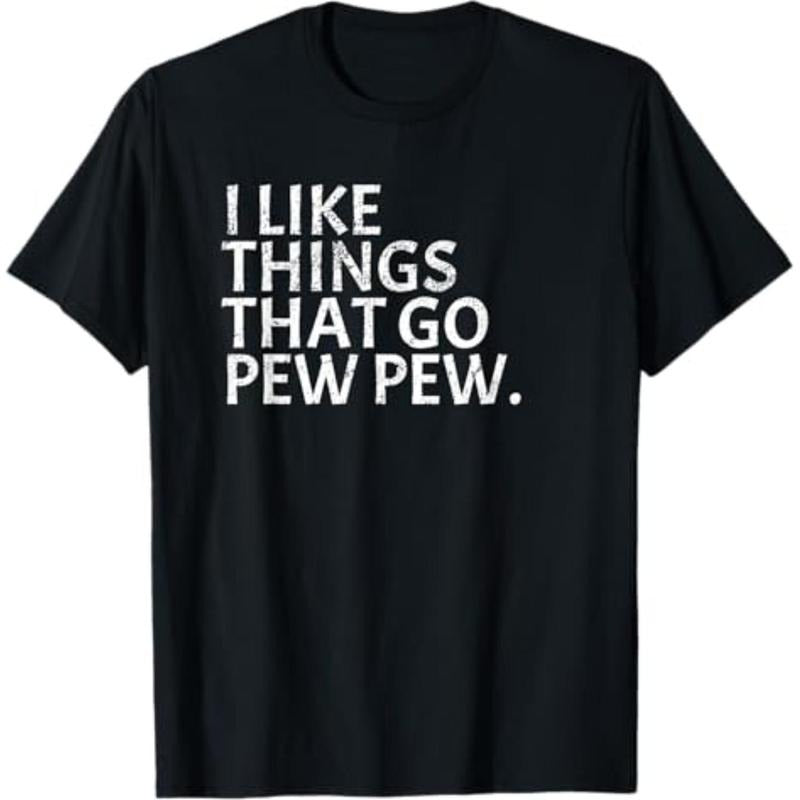 Casual T-shirt Swoosh like Things that Spiky hair fighters Pew Pew - Gun Enthusiast T-Shirt Gift T-Shirt Menswear Top...