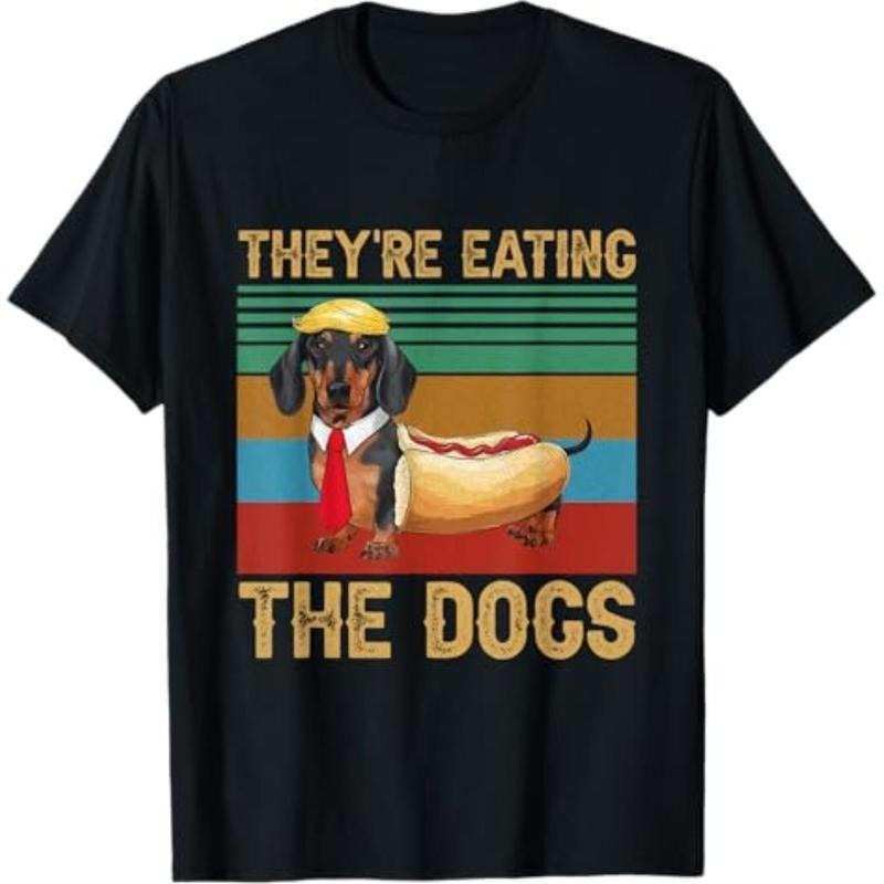Casual T-shirt TNF're Eating TNF Dogs Dachshund Weiner Dog Gift Unisex Adults Small Black Cartoon Humor Retro Casual...