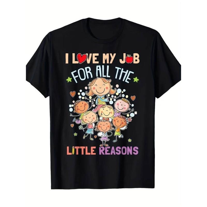 Casual T-shirt Teacher Teaching - Swoosh Love My Job For Spiky hair fighters TNF Little Reasons T-shirt. 100% Cotton 220G...