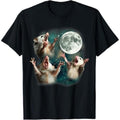 Casual T-shirt Three Possum Moon | Swoosh Opossum Funny Weird Cursed Meme T-Shirt Graphic Graphic Tees Hoodie, Sweatshirt