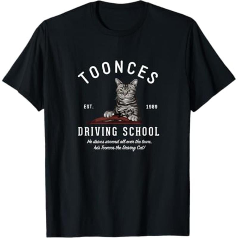 Casual T-shirt Toonces Driving School Est. 1989 - TNF Driving Cat T-Shirt Graphic Menswear Hoodie, Sweatshirt