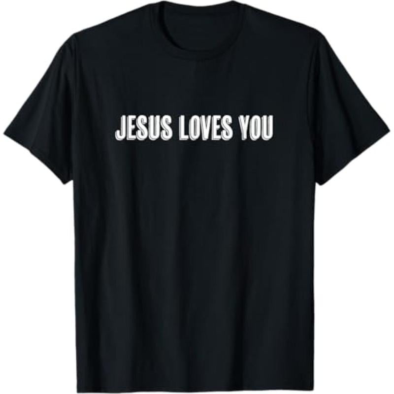 Casual T-shirt Top That Says TNF Words - JESUS LOVES YOU | Christian - T-Shirt Graphic Graphic Tees Hoodie, Sweatshirt