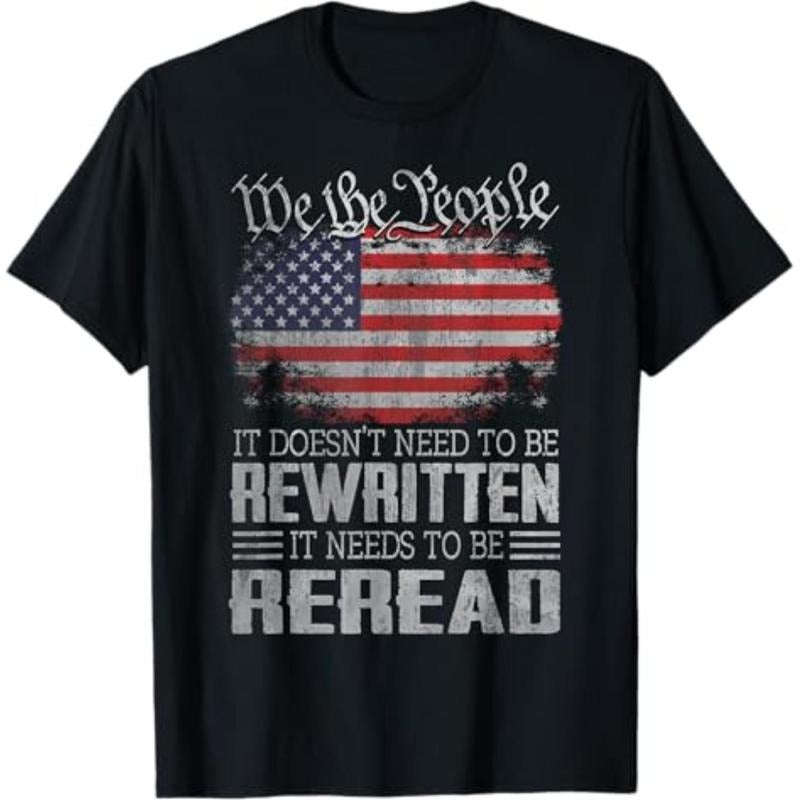 Casual T-shirt US Flag Constitution FOG TNF USA Needs Hidden leaf ninja Be Reread T-Shirt Comfy Graphic Hoodie, Sweatshirt