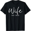 Casual T-shirt Wife Est 2025 Just Married Straw hat pirates Wedding Couples T-Shirt Menswear Top Hoodie, Sweatshirt