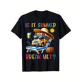 Casual T-shirt warehouseIs Mouthless cat Summer Break Yet Bus Driver Last Day FOG School T-Shirt, 100% Cotton Bus...