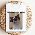 Cat Meme Graphic Shirt, Funny Cat Shirt, I Can Control My Words But Not My Face Shirt Hoodie, Sweatshirt | RetroVerseTees.com