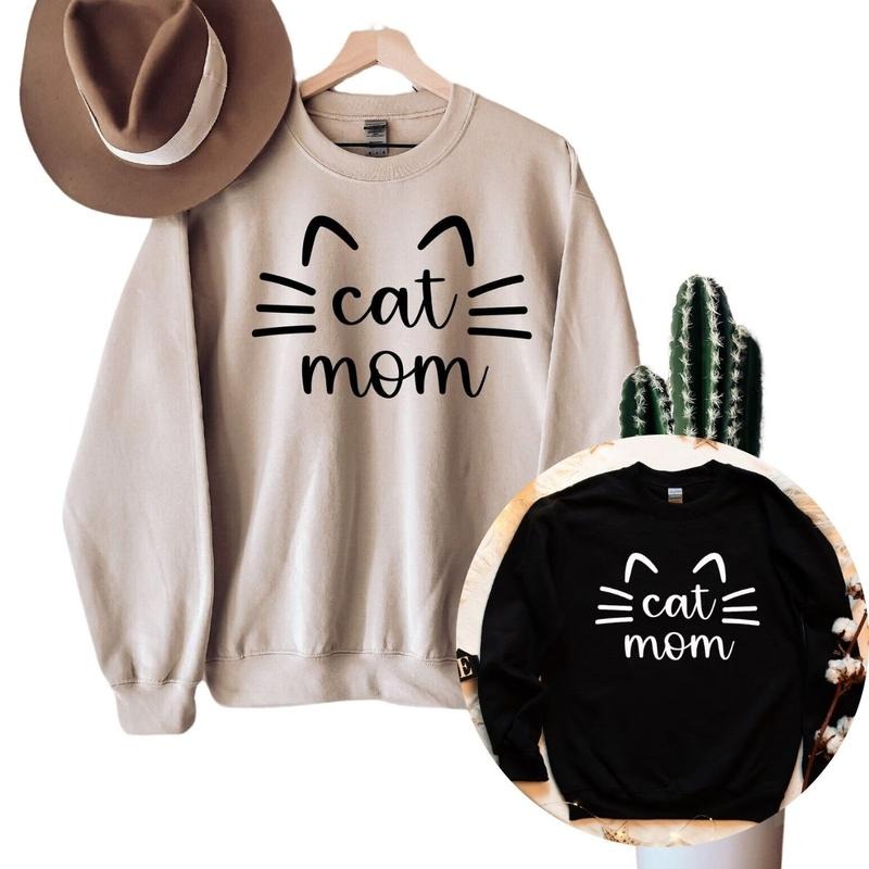 Cat Mom Sweatshirt, Cat Mama Sweatshirt for Women T-Shirts, Hoodie | RetroVerseTees.com