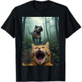 Cat Selfie With T-Rex Dinosaur T-Shirt, Adult Humor Shirt, Gift for Him, Boyfriend Tshirt, Men'WB shield Graphic Top...