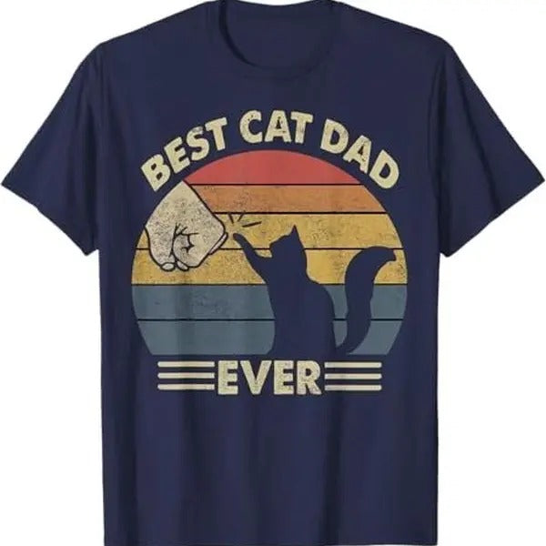 Cat-Shirt Men Best Cat Dad Ever Funny Dad T-Shirt Hoodie, Sweatshirt | RetroVerseTees.com