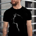 Cat Silhouette drawn black tshirt, unisex black tshirt Made in USA Hoodie, Sweatshirt | RetroVerseTees.com