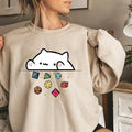 Cat Throwing Dice Sweatshirt, Cute Cat Shirt, Tabletop Games, RPG Tee, Role Playing Game Shirt, Dungeon Master, DnD...