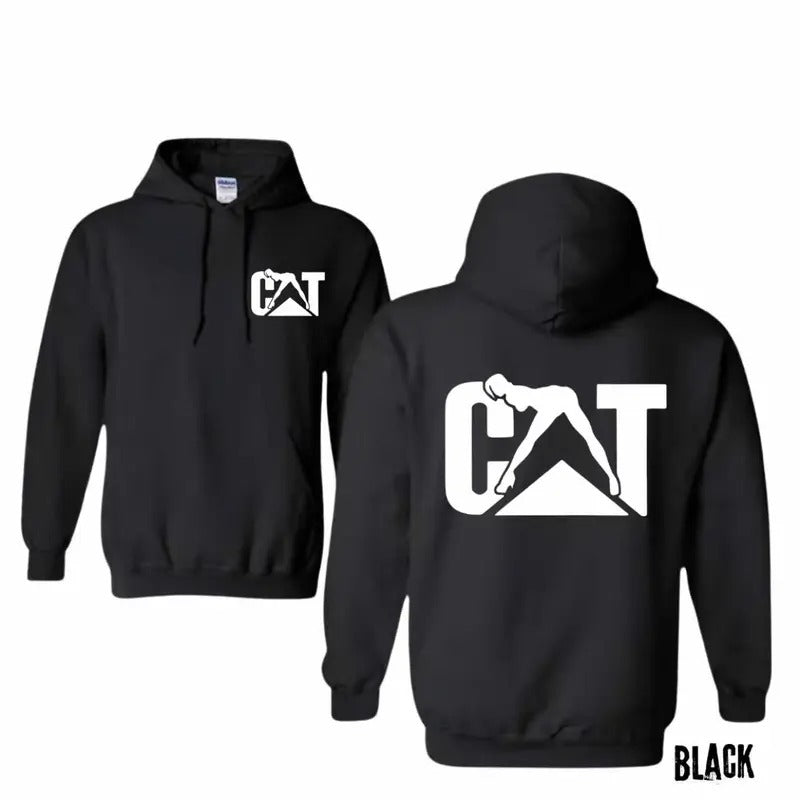 Cat With Woman Hoodie, Unisex Classic Fabric Shirt, lady Cat tee, Menswear Sweaters Tops Pullover Human Casual Long...