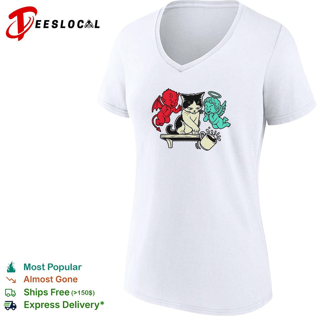 Cat devil and angel coffee mug shirt