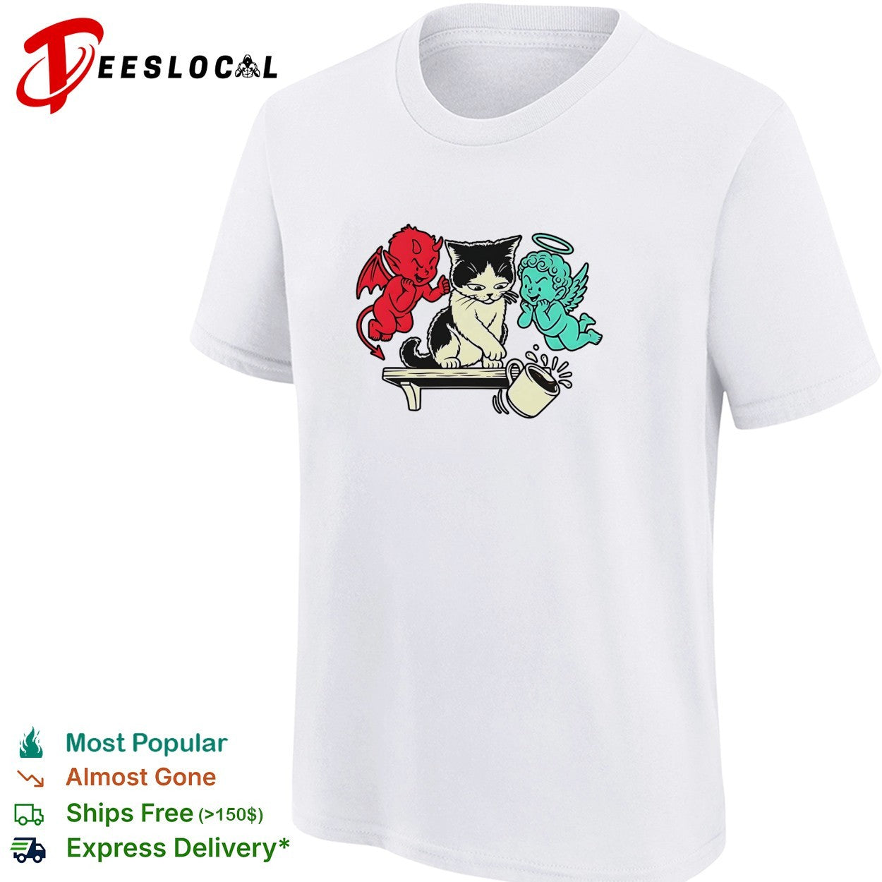 Cat devil and angel coffee mug shirt