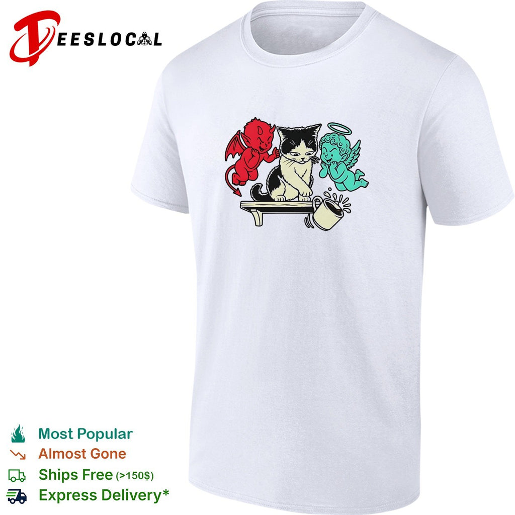 Cat devil and angel coffee mug shirt
