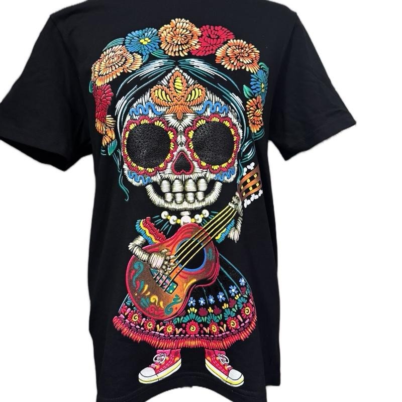Catrina con guitarra T-shirts for Mens Crewneck Hoodie, Sweatshirt | RetroVerseTees.com