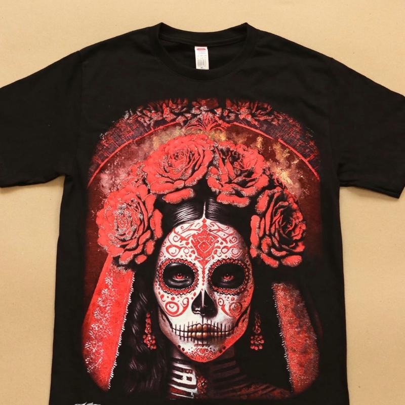 Catrina red t-shirt Cotton Black Casual Hoodie, Sweatshirt | RetroVerseTees.com