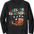 Cats For Everybody Santa Ugly Christmas Sweater Cat Theme Long Sleeve T-Shirt Hoodie, Sweatshirt | RetroVerseTees.com
