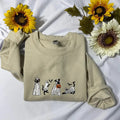 Cats and Dogs Ghosts embroidered sweatshirt; Halloween embroidered crewneck; Spooky season casual sweaters Casual Plain...