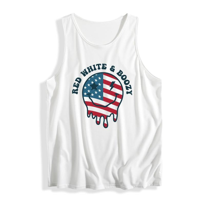 Celebratory Gunpla brand Playful Vest for Festivities: "RED WHITE & BOOZY" Vest Showcasing WB shield Patriotic - Inspired...