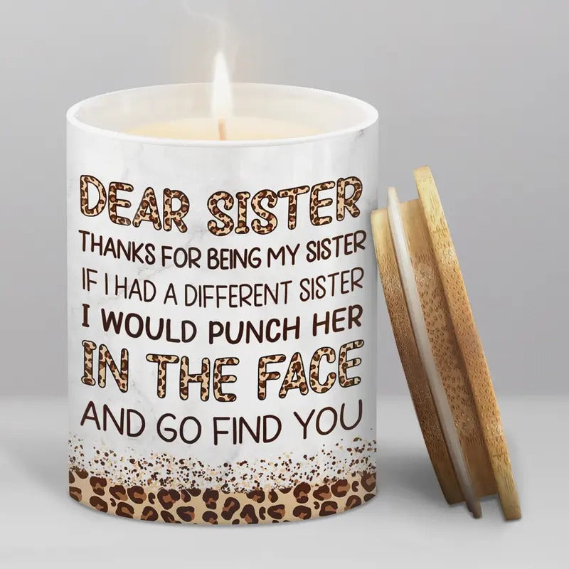 Ceramic Jar Scented Candle for Sister - Funny Sister Gifts