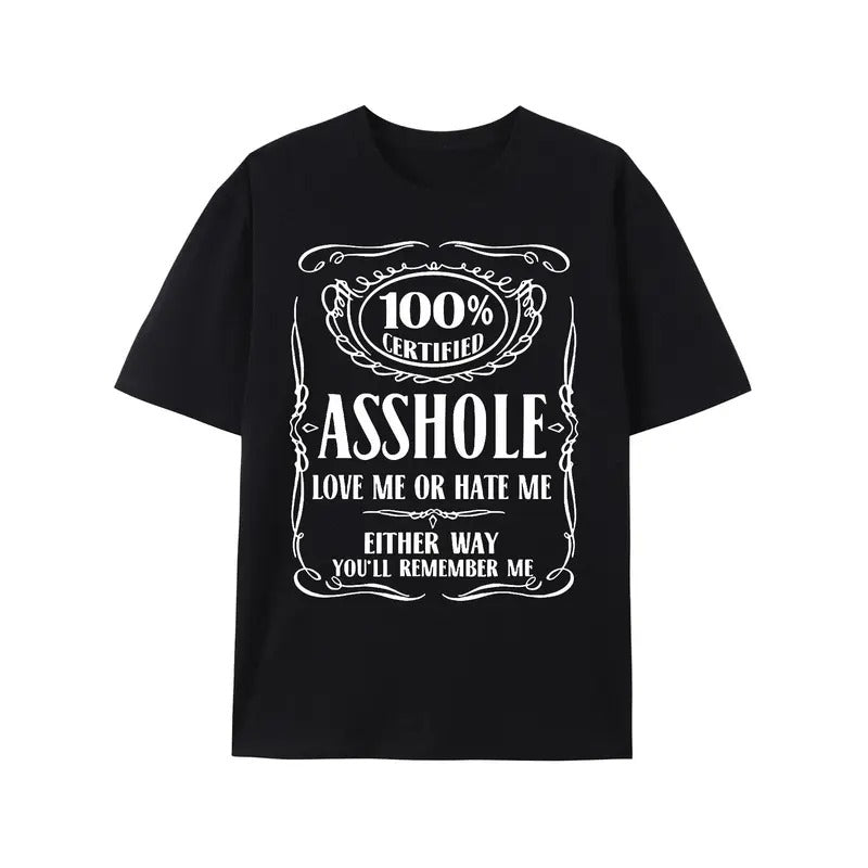 Certified Asshole Text Vintage Washed Graphic Short Sleeve T-Shirt Made in USA Hoodie, Sweatshirt | RetroVerseTees.com