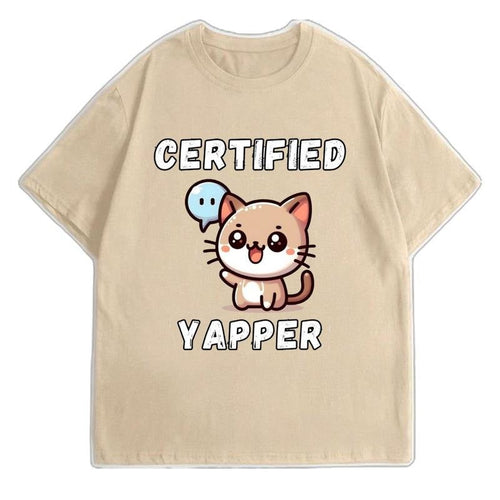 "Certified Yapper" Funny Meme Cat Tee - Unisex Graphic Tshirt Hoodie, Sweatshirt | RetroVerseTees.com