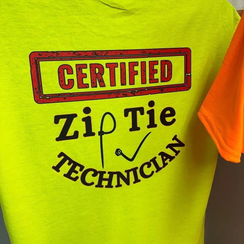 Certified Zip Tie Technician short sleeve shirt Cotton Menswear Soft T-Shirt Hoodie, Sweatshirt | RetroVerseTees.com