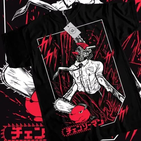 Chainsaw Man T-Shirt Chainsaw Man Anime CSM Denji Power Black Shirt All Size Hoodie, Sweatshirt | RetroVerseTees.com
