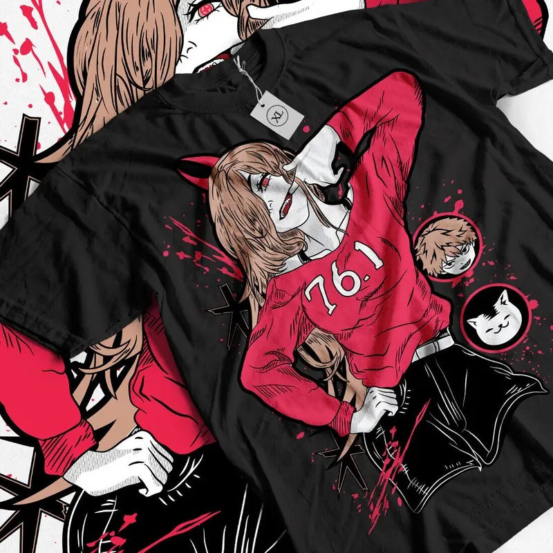 Chainsaw Man T-Shirt S-4XL Devil Anime Japanese Manga Chainsaw Man Denji Power Shirt Hoodie, Sweatshirt | RetroVerseTees.com