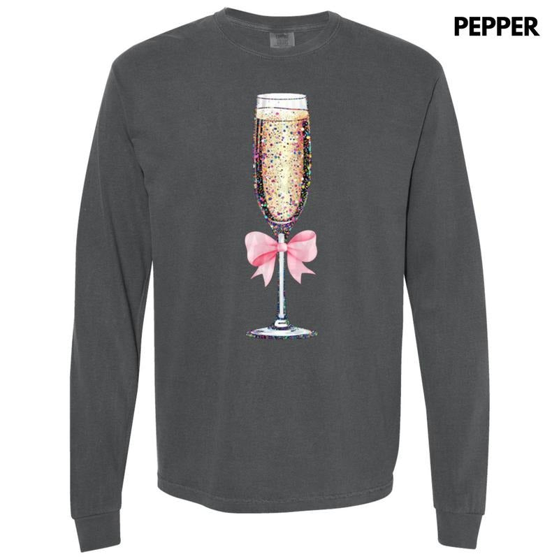 Champagne Coquette Long Sleeve Comfort Colors T-Shirt Hoodie, Sweatshirt | RetroVerseTees.com