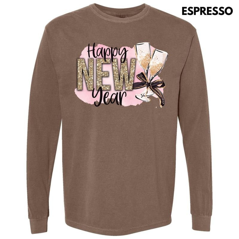 Champagne New Year Long Sleeve Comfort Colors T-Shirt 'NLB' Hoodie, Sweatshirt | RetroVerseTees.com