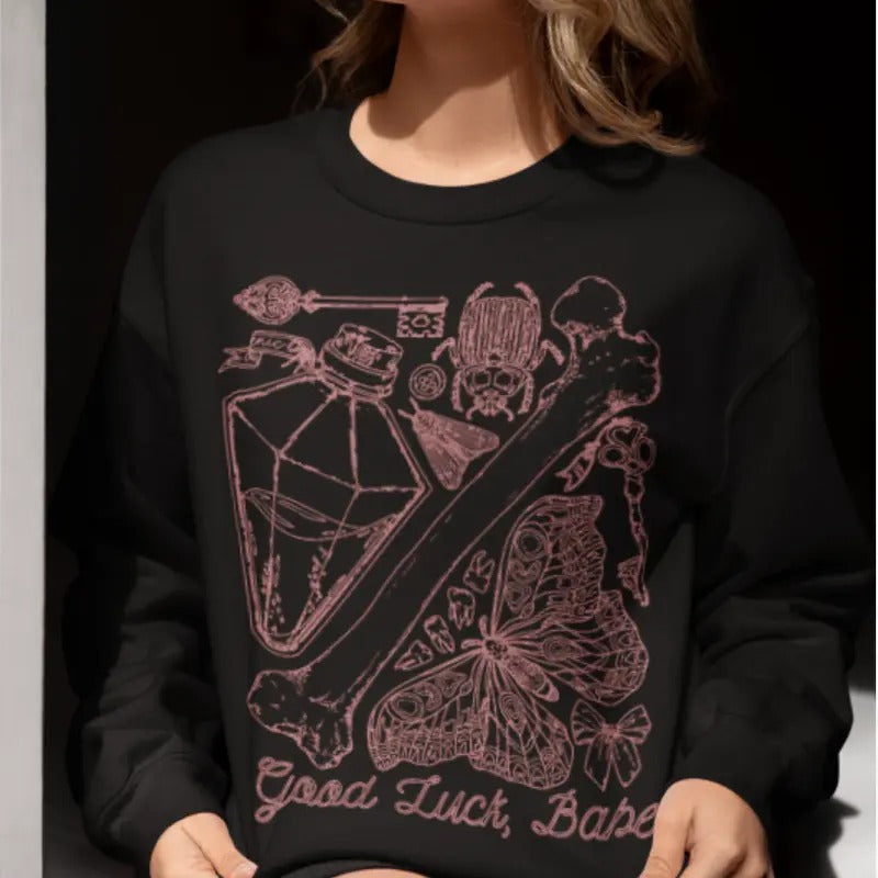 Chappell Roan Pink Pony Club Sweatshirt, GOOD LUCK BABE Sweatshirt - Chappell Roan Vintage Inspired Sweatshirt, Trinket...
