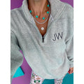 Charcoal Gray Embroidered Quarter Zip Pullover T-Shirts, Hoodie, Sweatshirt | RetroVerseTees.com