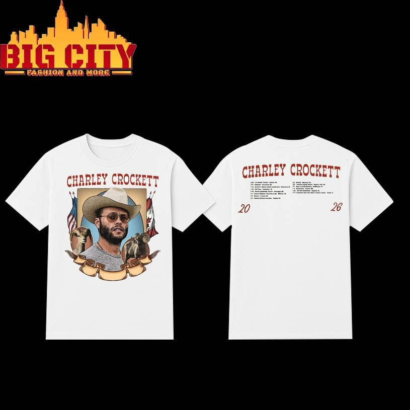 Charley Crockett Event Poster North American Tour 2026 Dates List Two Sided Shirt