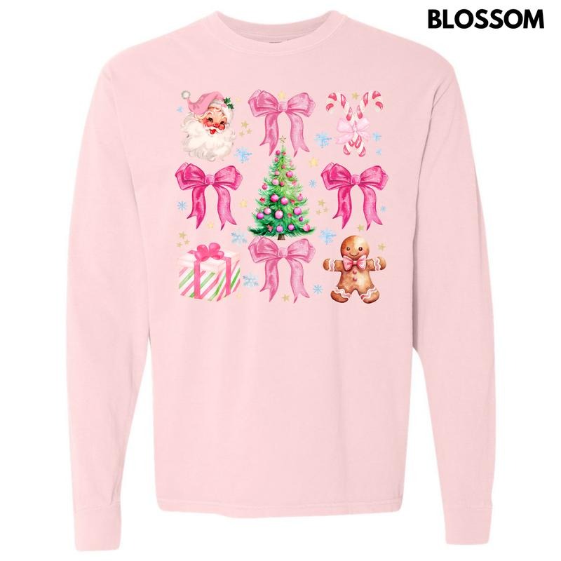 Charming Christmas Collage Long Sleeve Comfort Colors T-Shirt 'NLB' Hoodie, Sweatshirt | RetroVerseTees.com