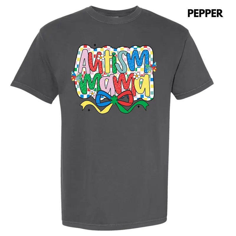 Checker Autism Mama Comfort Colors T-Shirt 'NLB' Hoodie, Sweatshirt | RetroVerseTees.com