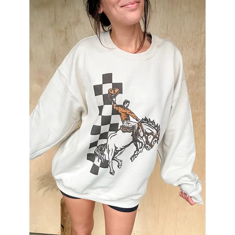 Checker Cowboy Graphic Top T-Shirts, Hoodie, Sweatshirt | RetroVerseTees.com
