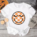 Checker Happy Face Shirt, Bats Funny Halloween T-Shirt, Spooky Season Gift Tee, Unisex Pumpkin Tee. Hoodie, Sweatshirt