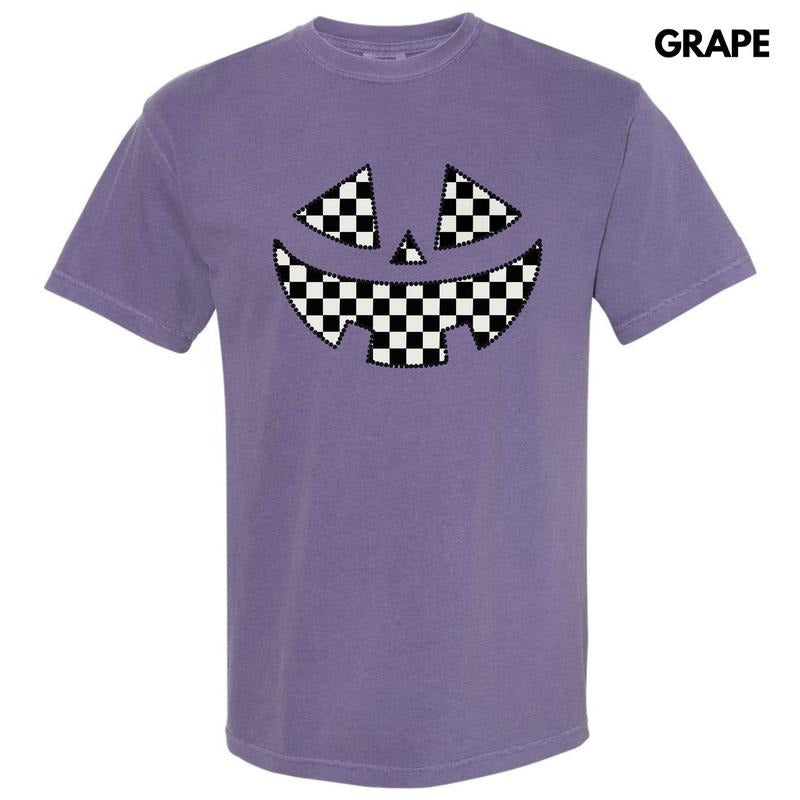 Checker Jack O Lantern Face Comfort Colors T-Shirt 'NLB' Hoodie, Sweatshirt | RetroVerseTees.com