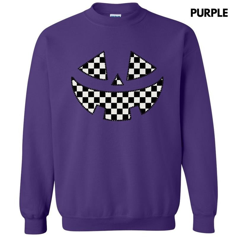 Checker Jack O Lantern Face Sweatshirt 'NLB' T-Shirts, Hoodie | RetroVerseTees.com